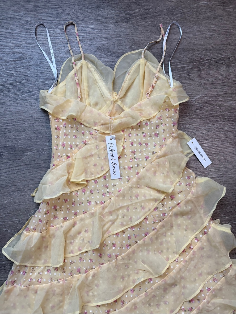 For Love & Lemons Debby Tiered Ruffle Midi Dress Size Medium NWT - Picture 11 of 11